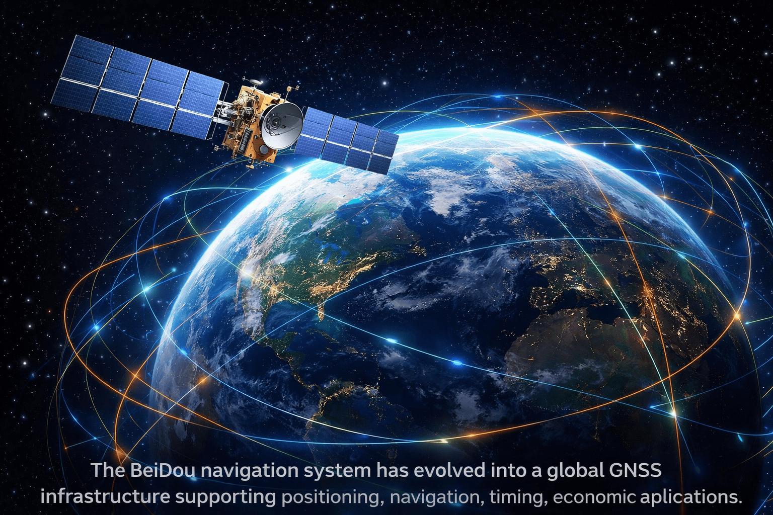 BeiDou satellite orbiting Earth in space